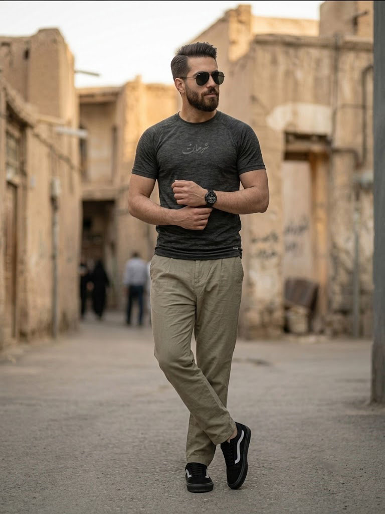  استایل پوشیده شده شلوار پارچه‌ای نیم بگ مردانه سولیانو کد 100034 سبز 