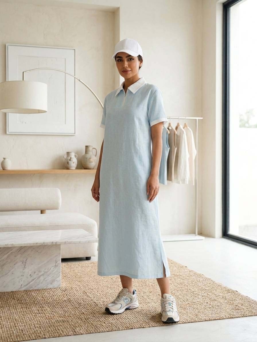  استایل پوشیده شده پلوشرت بلند اسپرت زنانه سولیانو مناسب تابستان ابی 